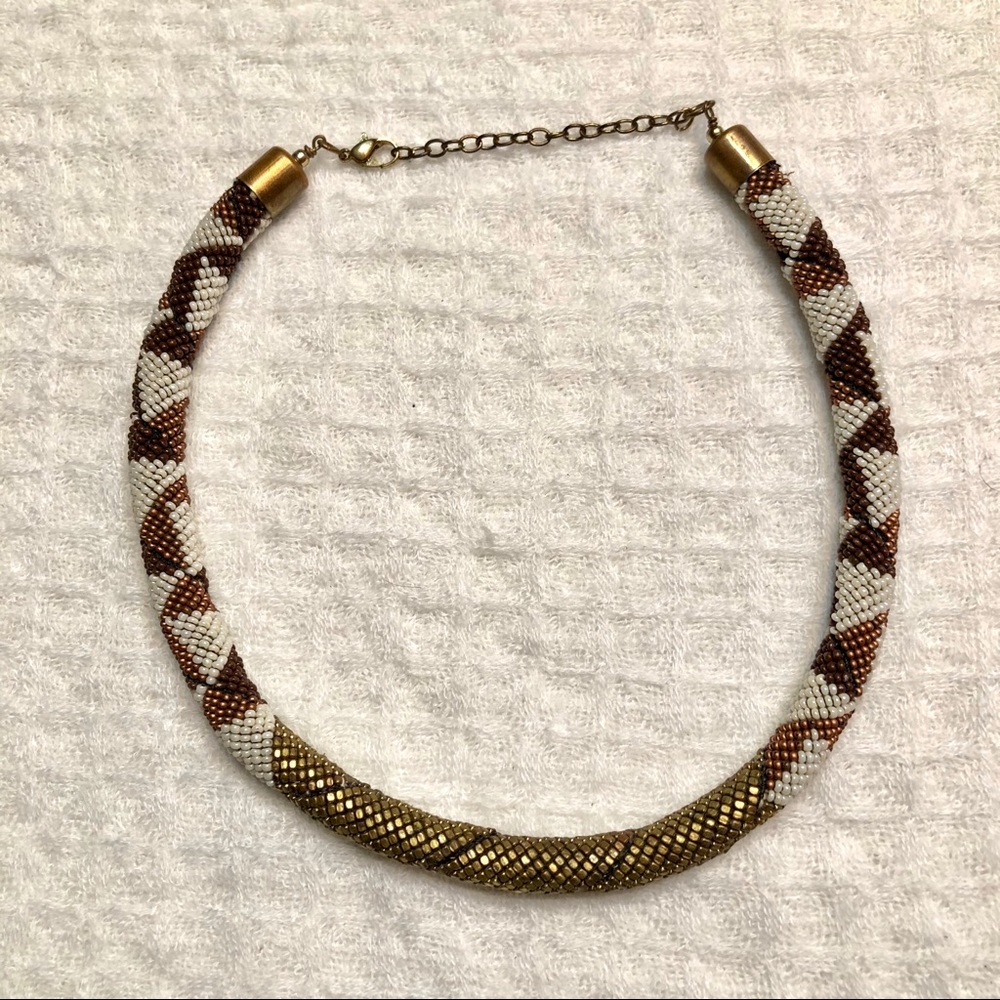 Chunky seed bead rope statement necklace